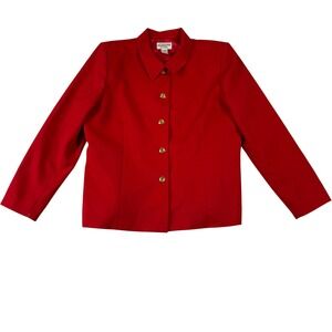 Pendleton Vintage 90s Red Virgin Wool Blazer Jacket USA Made Gold Buttons 18